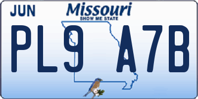 MO license plate PL9A7B