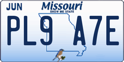 MO license plate PL9A7E