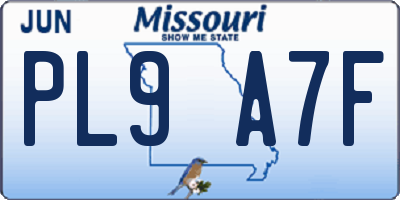 MO license plate PL9A7F