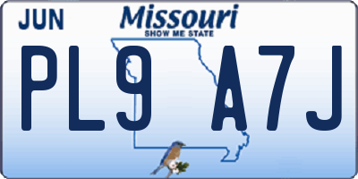 MO license plate PL9A7J