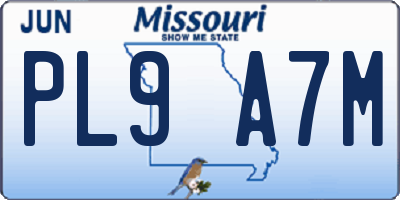 MO license plate PL9A7M