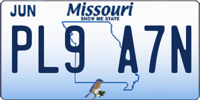 MO license plate PL9A7N