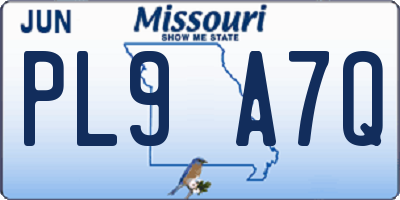 MO license plate PL9A7Q