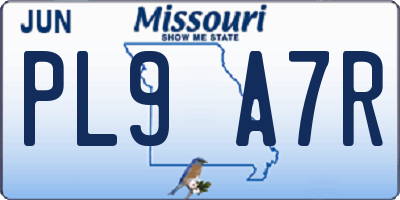 MO license plate PL9A7R