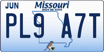 MO license plate PL9A7T