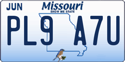MO license plate PL9A7U