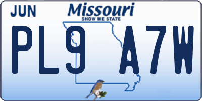 MO license plate PL9A7W