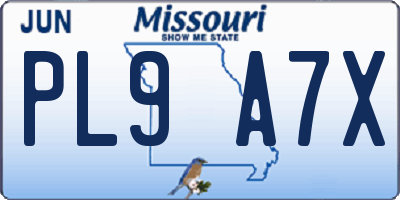 MO license plate PL9A7X