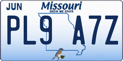 MO license plate PL9A7Z