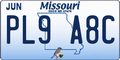 MO license plate PL9A8C