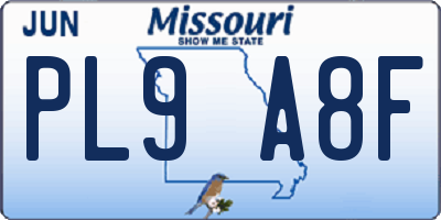 MO license plate PL9A8F