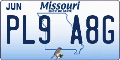 MO license plate PL9A8G