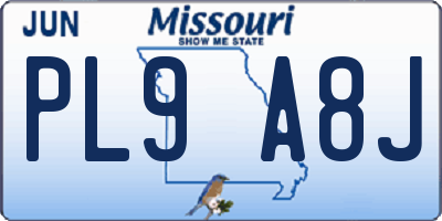 MO license plate PL9A8J