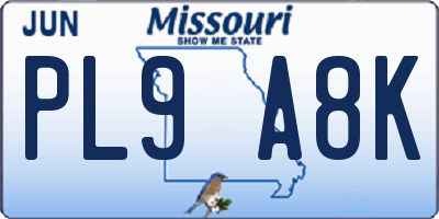 MO license plate PL9A8K