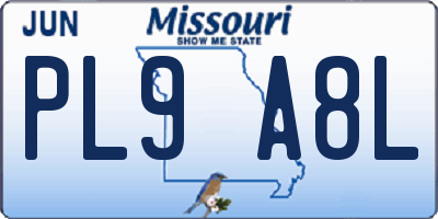 MO license plate PL9A8L