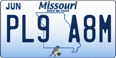 MO license plate PL9A8M