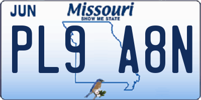 MO license plate PL9A8N