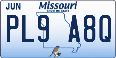 MO license plate PL9A8Q