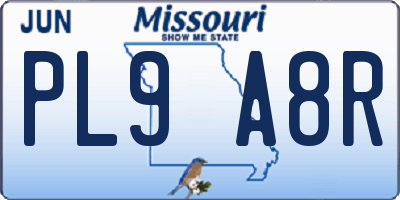 MO license plate PL9A8R