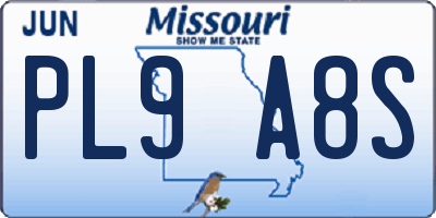 MO license plate PL9A8S