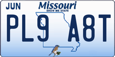 MO license plate PL9A8T