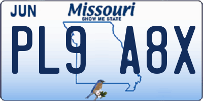 MO license plate PL9A8X