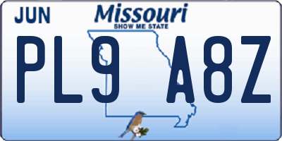 MO license plate PL9A8Z