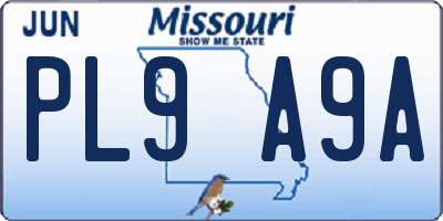 MO license plate PL9A9A