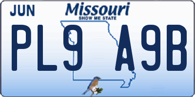 MO license plate PL9A9B