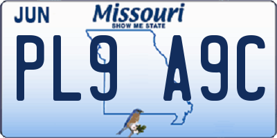 MO license plate PL9A9C
