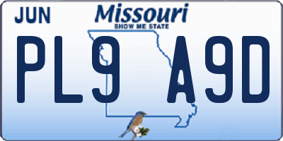 MO license plate PL9A9D