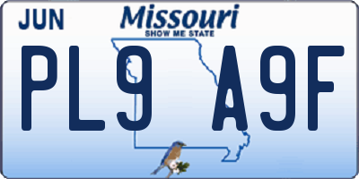 MO license plate PL9A9F