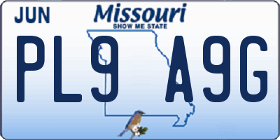 MO license plate PL9A9G