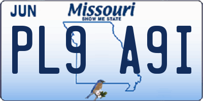MO license plate PL9A9I