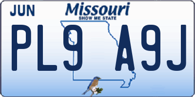 MO license plate PL9A9J