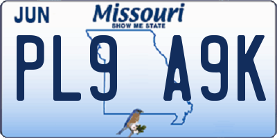 MO license plate PL9A9K