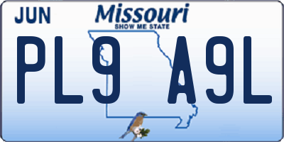 MO license plate PL9A9L