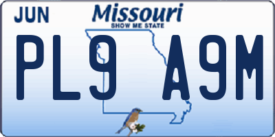MO license plate PL9A9M