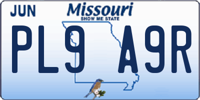 MO license plate PL9A9R