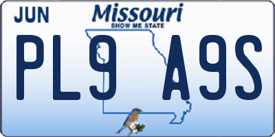 MO license plate PL9A9S