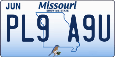 MO license plate PL9A9U