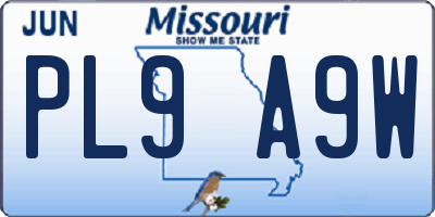 MO license plate PL9A9W