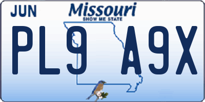 MO license plate PL9A9X