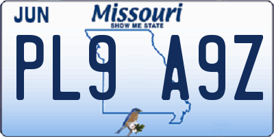 MO license plate PL9A9Z