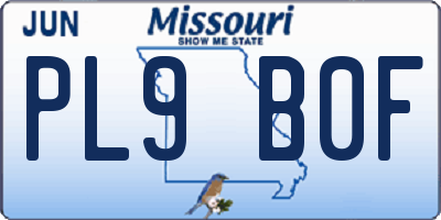 MO license plate PL9B0F