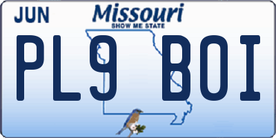 MO license plate PL9B0I