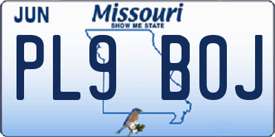 MO license plate PL9B0J
