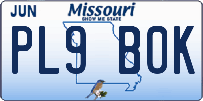 MO license plate PL9B0K