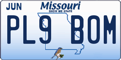 MO license plate PL9B0M