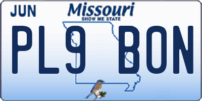 MO license plate PL9B0N